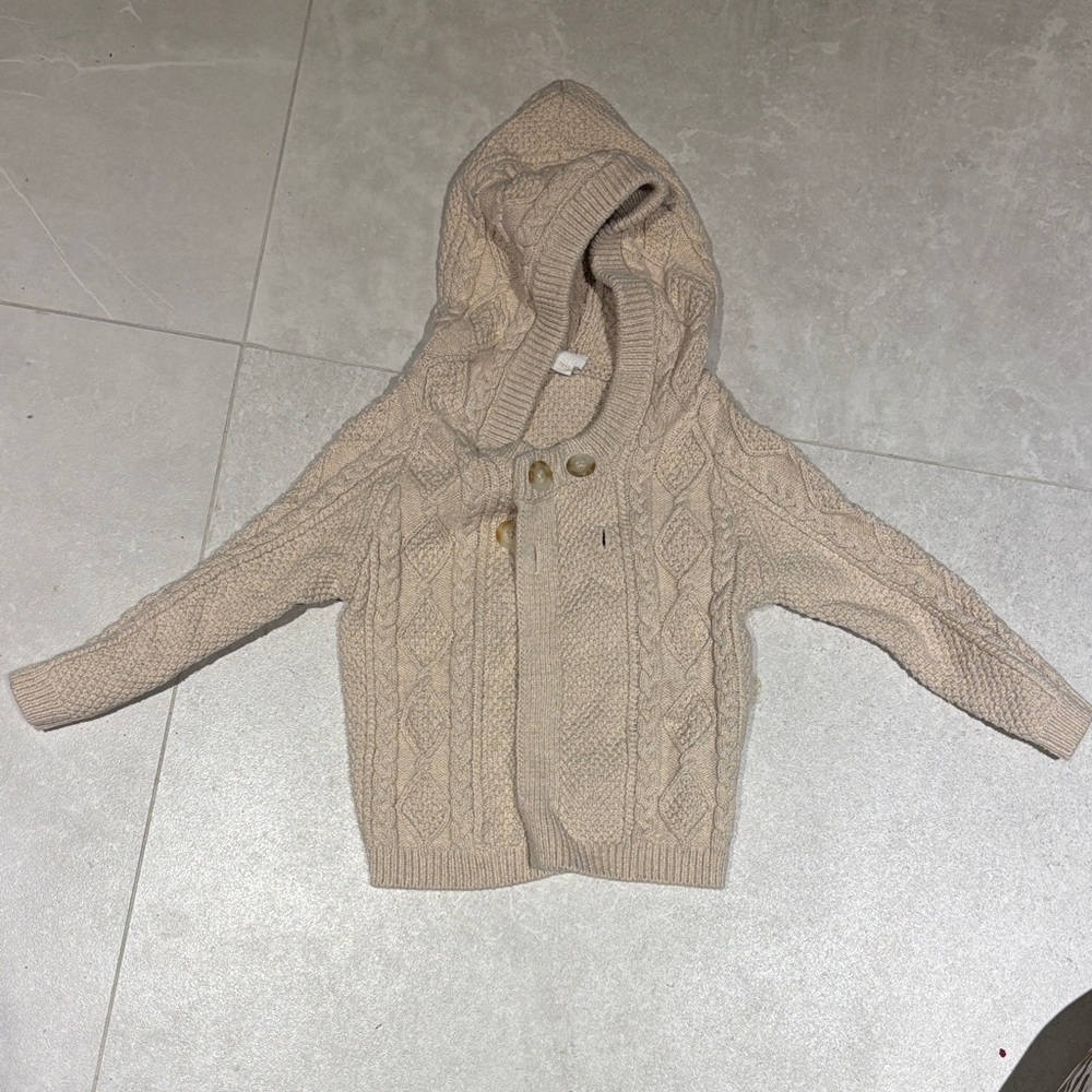 Jamie Kay Beige Cable Knit Hooded Vest